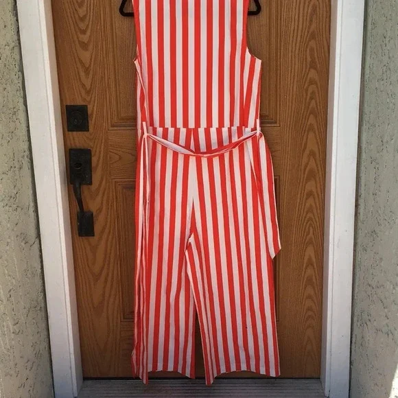New* Easy Jumpsuit Ivory‎ and red striped - Picture 7 of 8